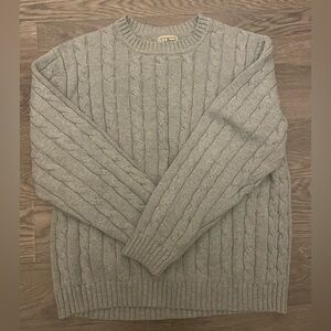 L.L. Bean Men's Light Gray Cable Knit Sweater
